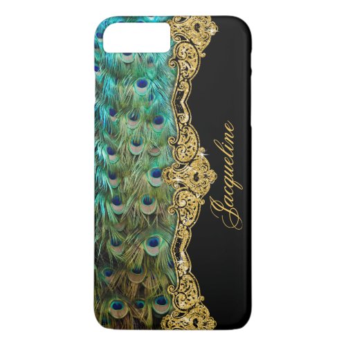 Elegant Peacock Feathers Vintage Baroque Rococo iPhone 8 Plus7 Plus Case