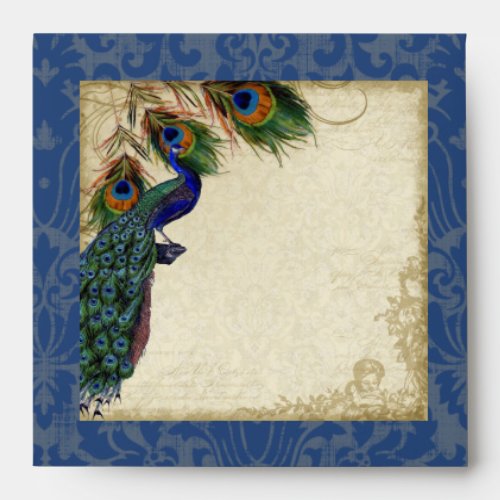 Elegant Peacock Feathers Vintage Classic Wedding Envelope
