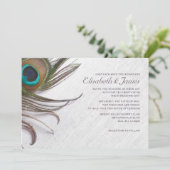 Elegant Peacock Feathers Wedding Invitations (Standing Front)
