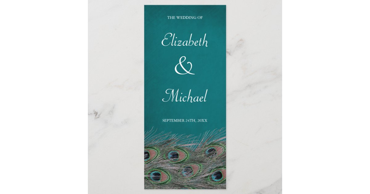 Elegant Peacock Feathers Wedding Program Zazzle Com