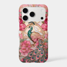 Elegant Peacock Floral Art Nouveau Style