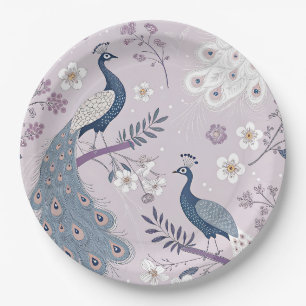 Elegant Peacock Floral Vintage (11) Paper Plates