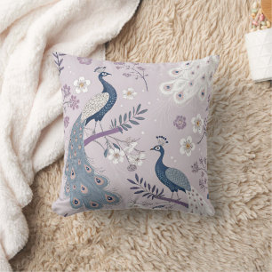 Elegant Peacock Floral Vintage (11) Throw Pillow