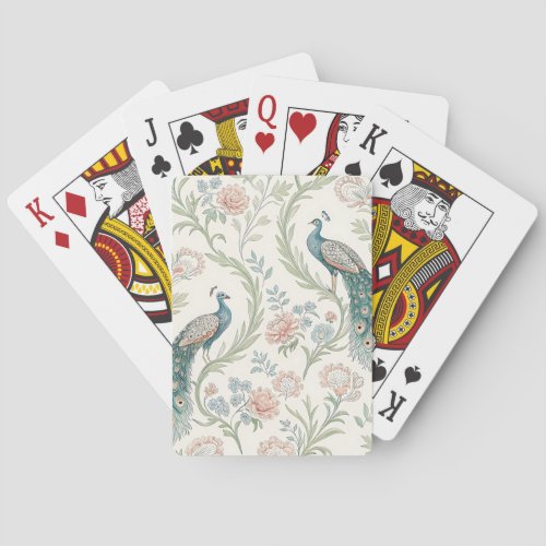 Elegant Peacock Floral Vintage (1) Poker Cards