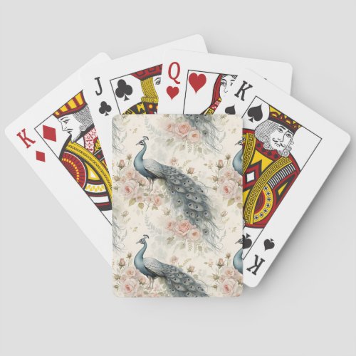 Elegant Peacock Floral Vintage (2) Poker Cards