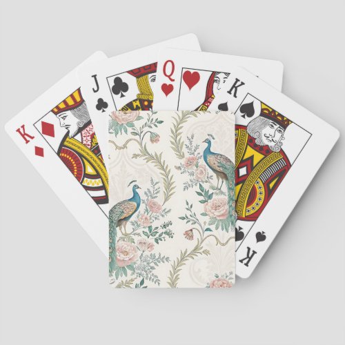 Elegant Peacock Floral Vintage (3) Poker Cards