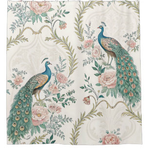 Elegant Peacock Floral Vintage (3) Shower Curtain