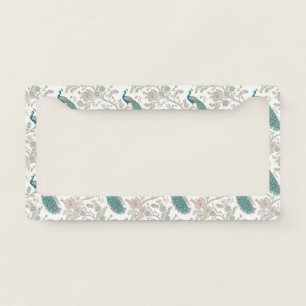 Elegant Peacock Floral Vintage (4) License Plate Frame