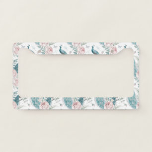 Elegant Peacock Floral Vintage (6) License Plate Frame
