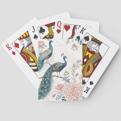 Elegant Peacock Floral Vintage (6) Poker Cards