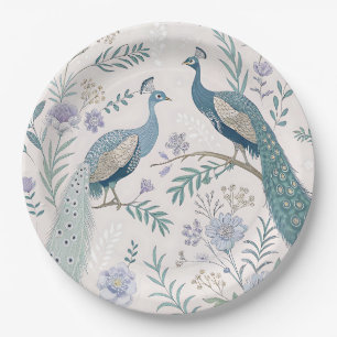 Elegant Peacock Floral Vintage (7) Paper Plates