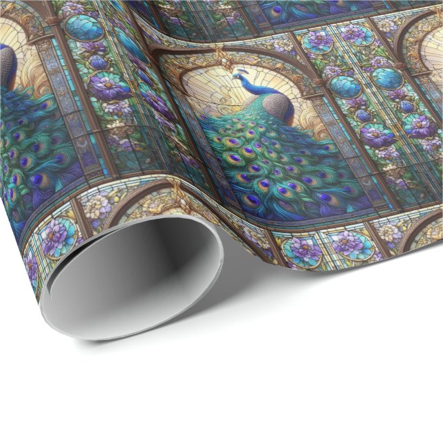 Elegant Peacock Gift Wrap Wrapping Paper (Roll Corner)