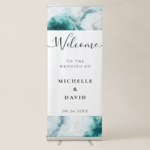 Elegant Peacock Green Marble Wedding Welcome