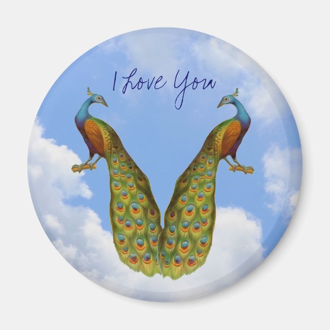 Elegant Peacock I Love You Magnet (Front)
