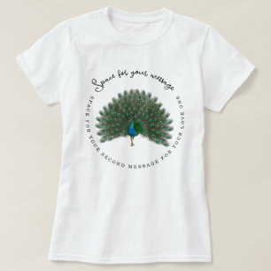 Elegant Peacock Illustration With Circular Custom T-Shirt