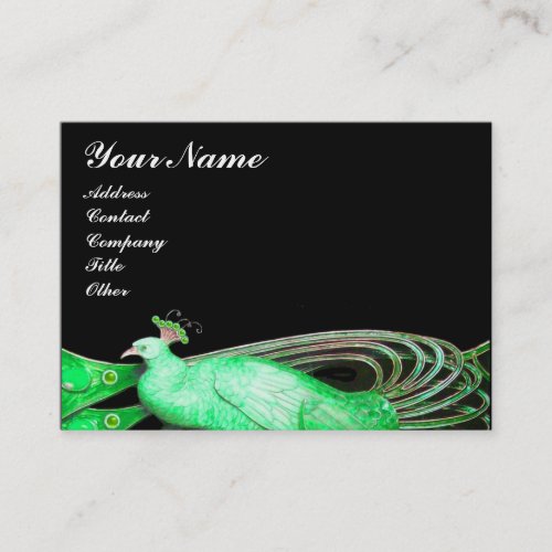 ELEGANT PEACOCK IN GREENBLACK BUSINESS CARD