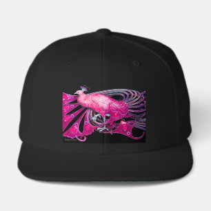 ELEGANT PEACOCK IN PINK,FUCHSIA ,BLACK VISOR 