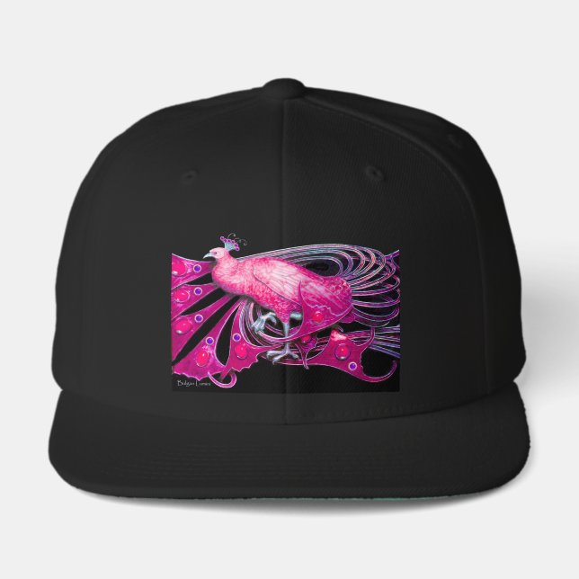 ELEGANT PEACOCK IN PINK,FUCHSIA ,BLACK VISOR  (Front)