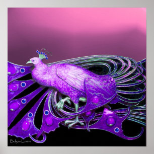 ELEGANT PEACOCK IN PINK PURPLE POSTER