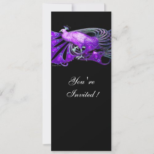 ELEGANT PEACOCK IN PURPLE AND BLACK INVITATION