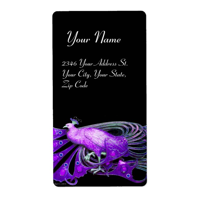 ELEGANT PEACOCK IN PURPLE AND BLACK LABEL (Front)