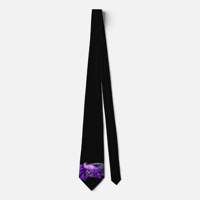 ELEGANT PEACOCK IN PURPLE AND BLACK NECK TIE (Front)