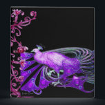ELEGANT PEACOCK IN PURPLE BLACK MONOGRAM BINDER<br><div class="desc">Classy, precious vintage Art Nouveau jewellery with pink fuchsia floral swirls,  spring flourishes,  magic berries.Digital graphic elaboration by Bulgan Lumini (c) .Cool and modern design , easy to customize with your own text.</div>