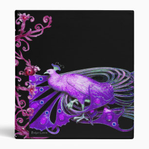 ELEGANT PEACOCK IN PURPLE BLACK MONOGRAM BINDER