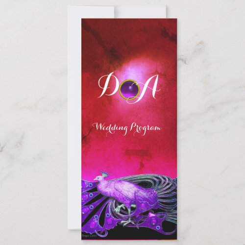 ELEGANT PEACOCK IN PURPLEBLACK WEDDING  MONOGRAM INVITATION