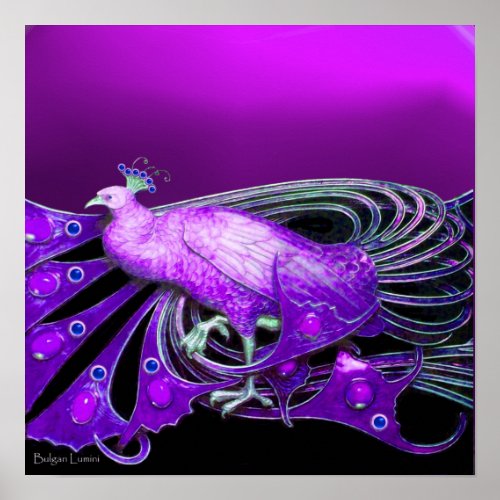 ELEGANT PEACOCK IN PURPLE POSTER