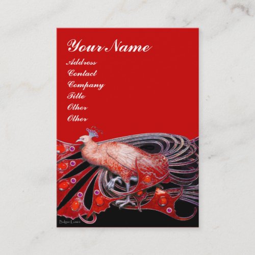 ELEGANT PEACOCK IN RED BLACK BUSINESS CARD