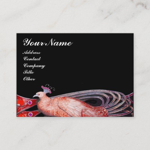 ELEGANT PEACOCK IN REDBLACK BUSINESS CARD