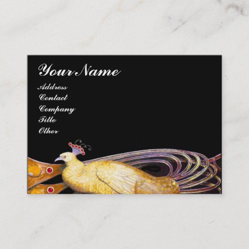 ELEGANT PEACOCK IN YELLOWBLACK BUSINESS CARD