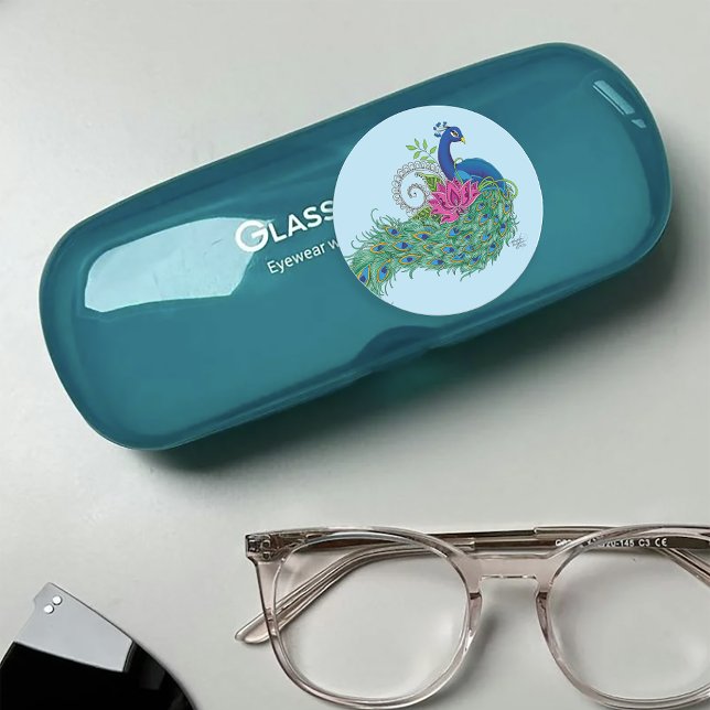 Elegant Peacock Lotus Flower Ornate Blue Henna Classic Round Sticker (Creator Uploaded)