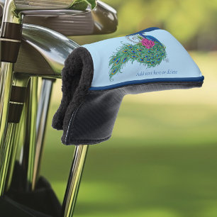 Elegant Peacock Lotus Flower Ornate Blue Henna Golf Head Cover