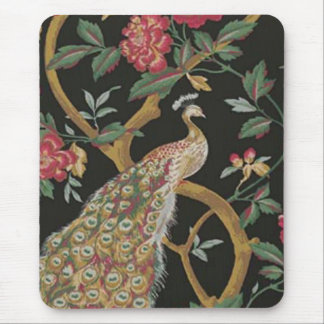 Elegant Peacock On Black Mouse Pad