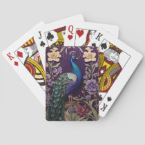 Elegant Peacock On Purple William Morris Inspired Poker Cards