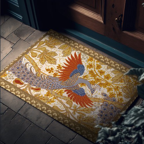 Elegant Peacock pattern Walter Crane Vintage Doormat