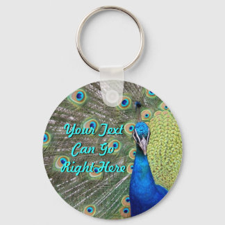 Elegant Peacock Photograph Keychain