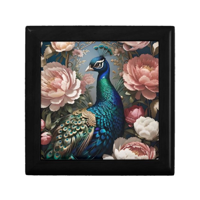 Elegant Peacock Pink Peonies  Gift Box (Front)