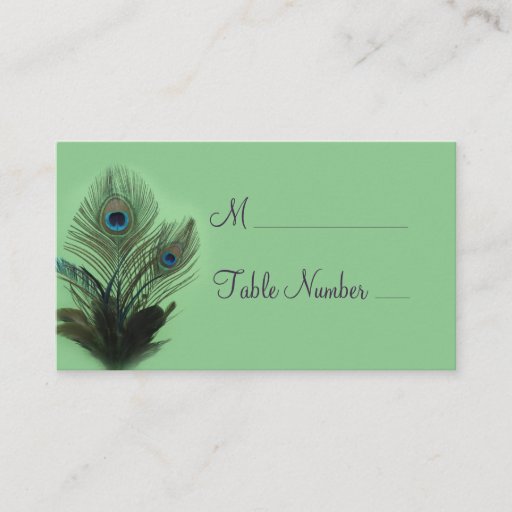 Customizable Elegant Peacock Place Card (green) Business Card Template