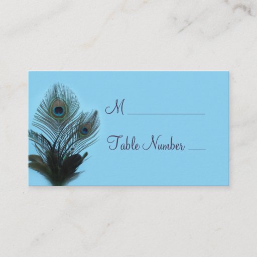 Customizable Elegant Peacock Place Card (turquoise) Business Card Templates