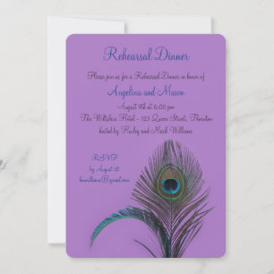 Elegant Peacock Rehearsal Dinner (purple) Invitation