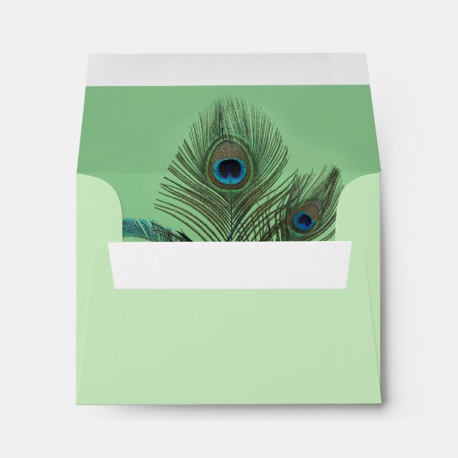 Elegant Peacock RSVP Envelope (green) (Back (Bottom))