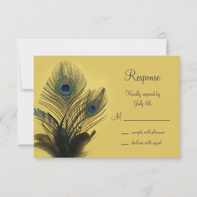 Elegant Peacock RSVP (yellow) (Front)