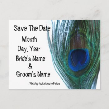 Elegant Peacock Save The Date Announcement Postcard by Peacocks at Zazzle