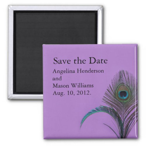 Elegant Peacock Save the Date Magnet purple