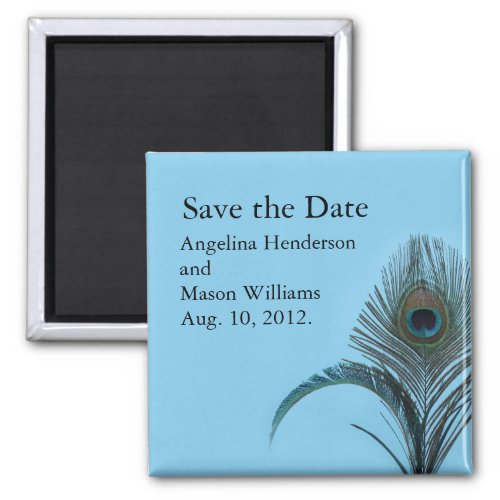 Elegant Peacock Save the Date Magnet turquoise