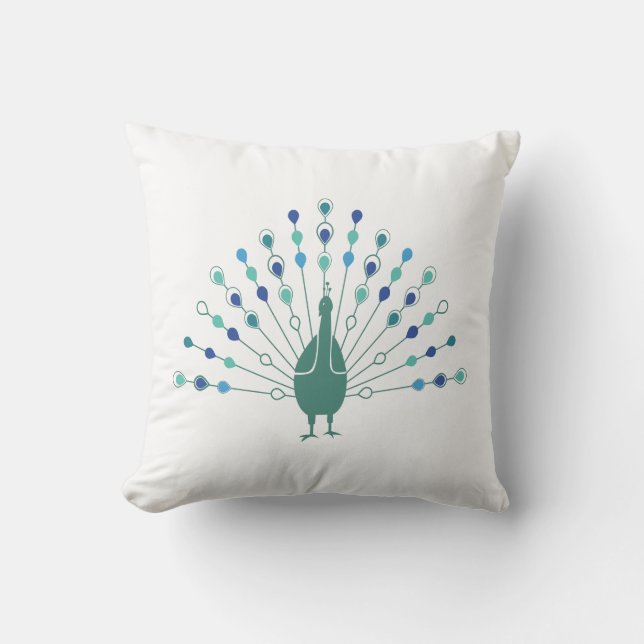 Elegant Peacock Silhouette Throw Pillow (Front)