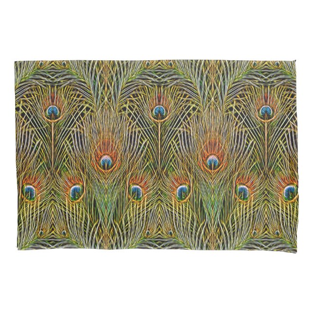 Elegant Peacock Stylish Gold Feathers Pattern Pillow Case (Front)